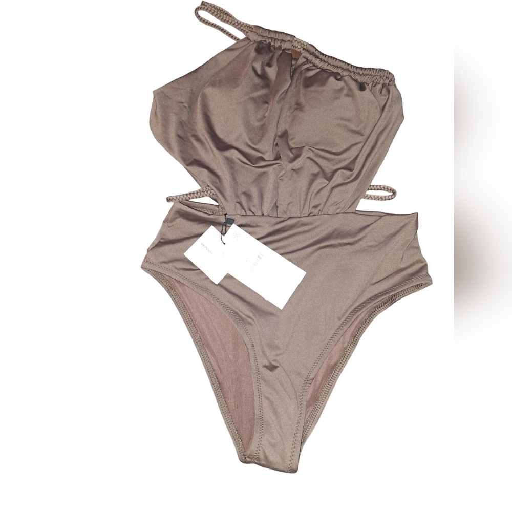 One-Piece One Shoulder Swimsuit Cutout Design, Brown, NWT  Stylish & Flattering